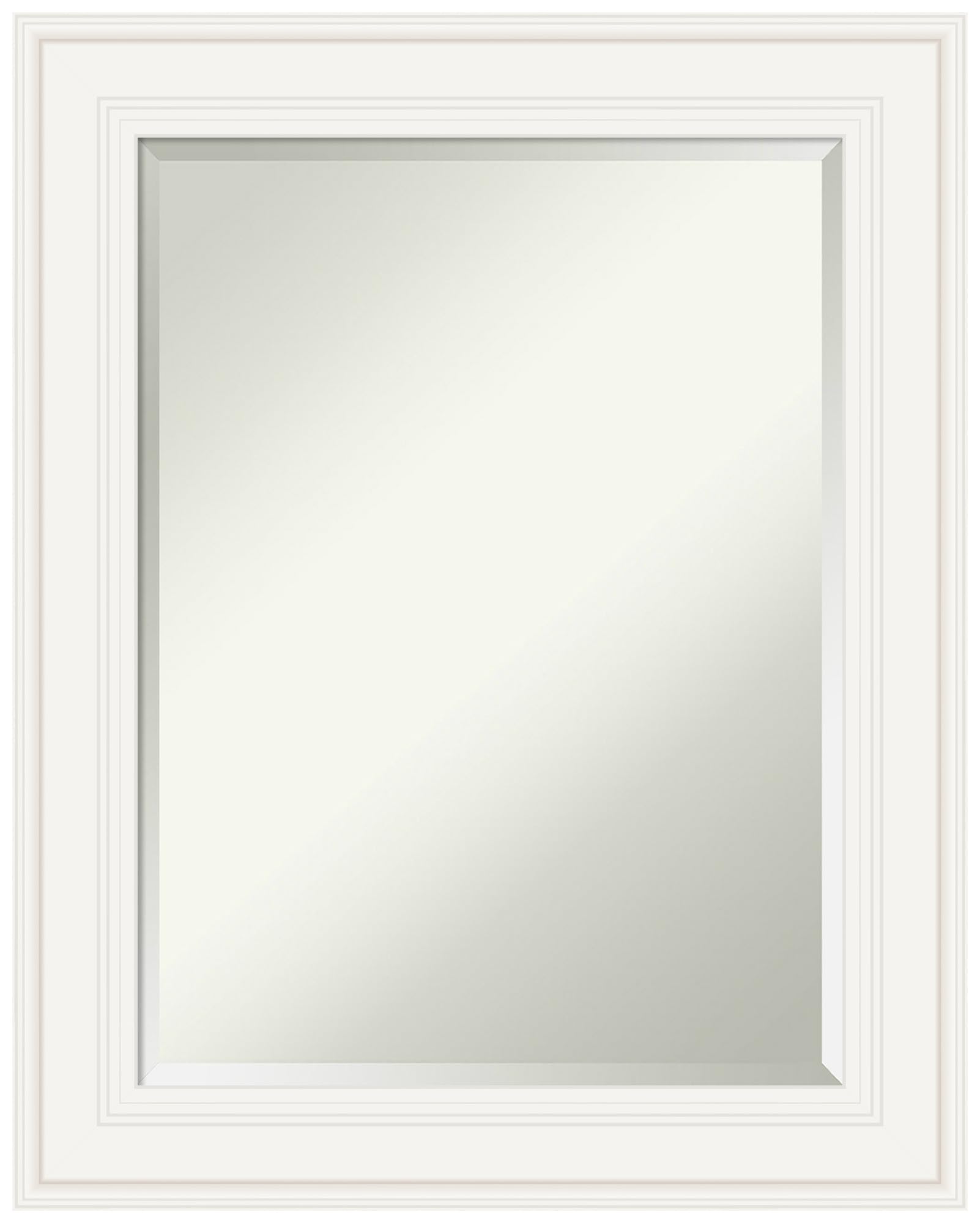 Amanti Art Bathroom Mirror, Ridge White Wall Mirror for use as Bathroom Vanity Mirror Over Sink (29.5 x 23.5 in.) Beveled Mirror, White Mirror, Traditional Mirror from WI, USA