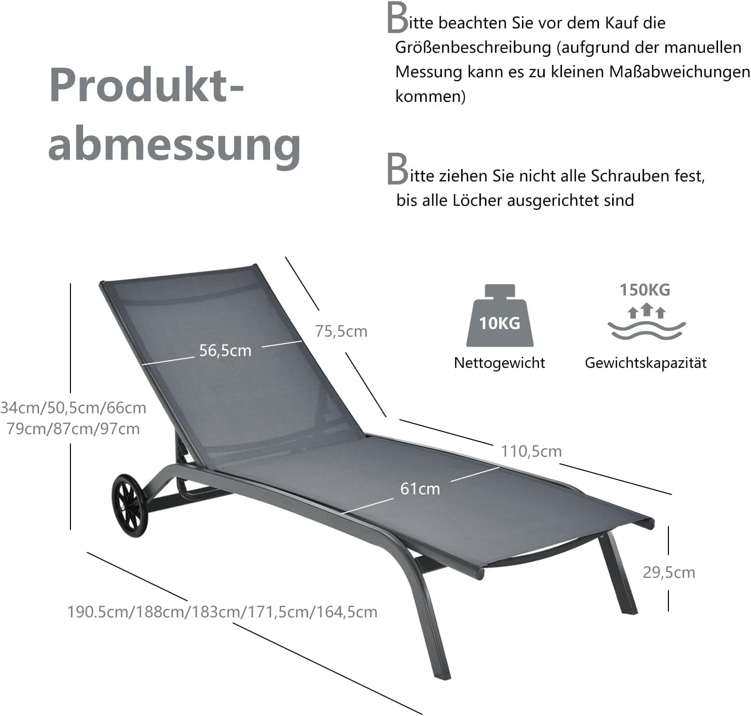 GOPLUS 2er Set Sonnenliege mit Rollen, Gartenliege wetterfest, Liegestuhl, Relaxliege mit 6-stufig Verstellbarer Rückenlehne, bis zu 150kg belastbar, Sonnenliege für Terrasse, Garten, Pool, Grau