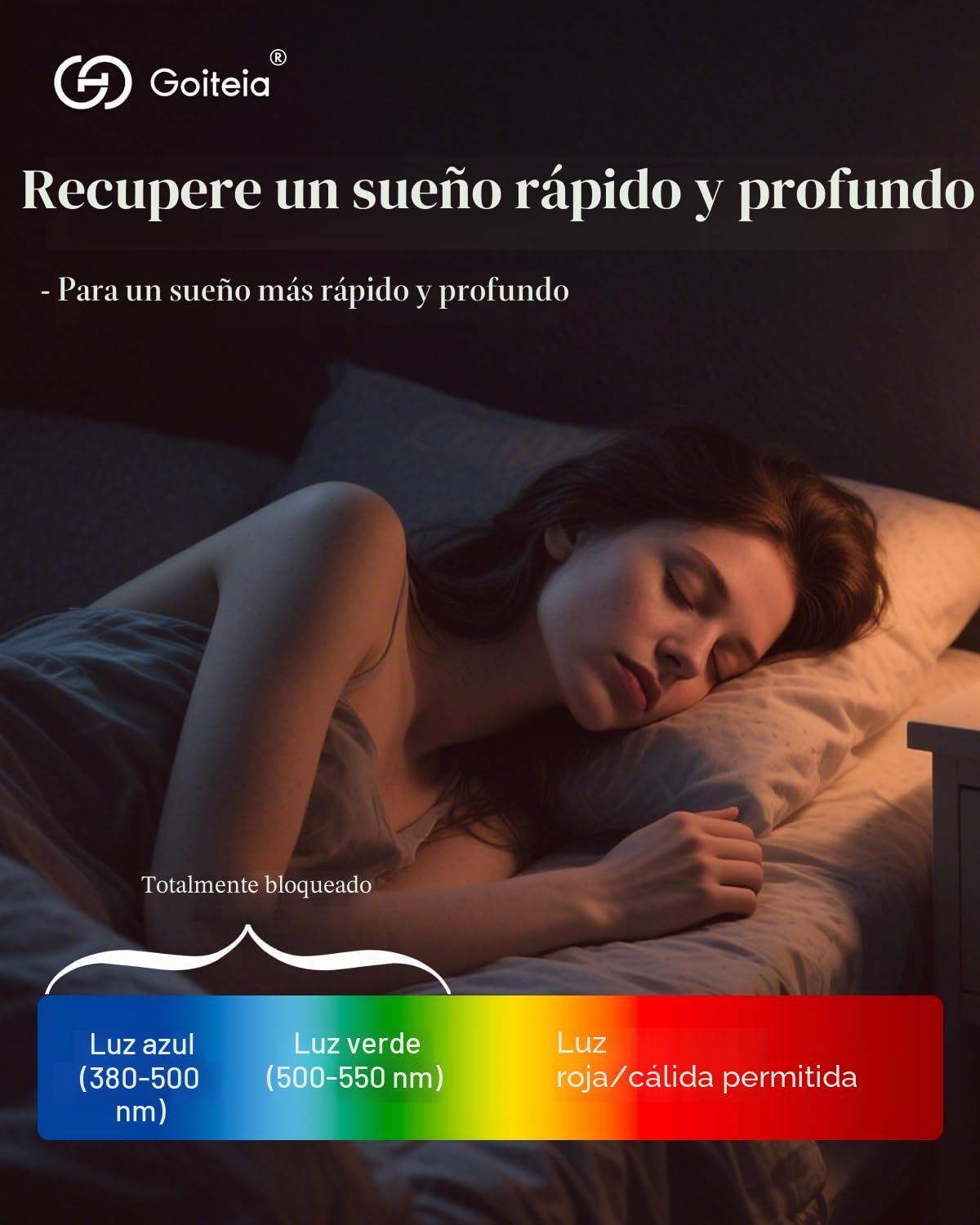 Goiteia clip gafas rojas bloqueo luz azul noche-Bloqueo Azul y Verde para Mejorar el Sueño-Revestimientos AR Duales-Alivia Fatiga Ocular