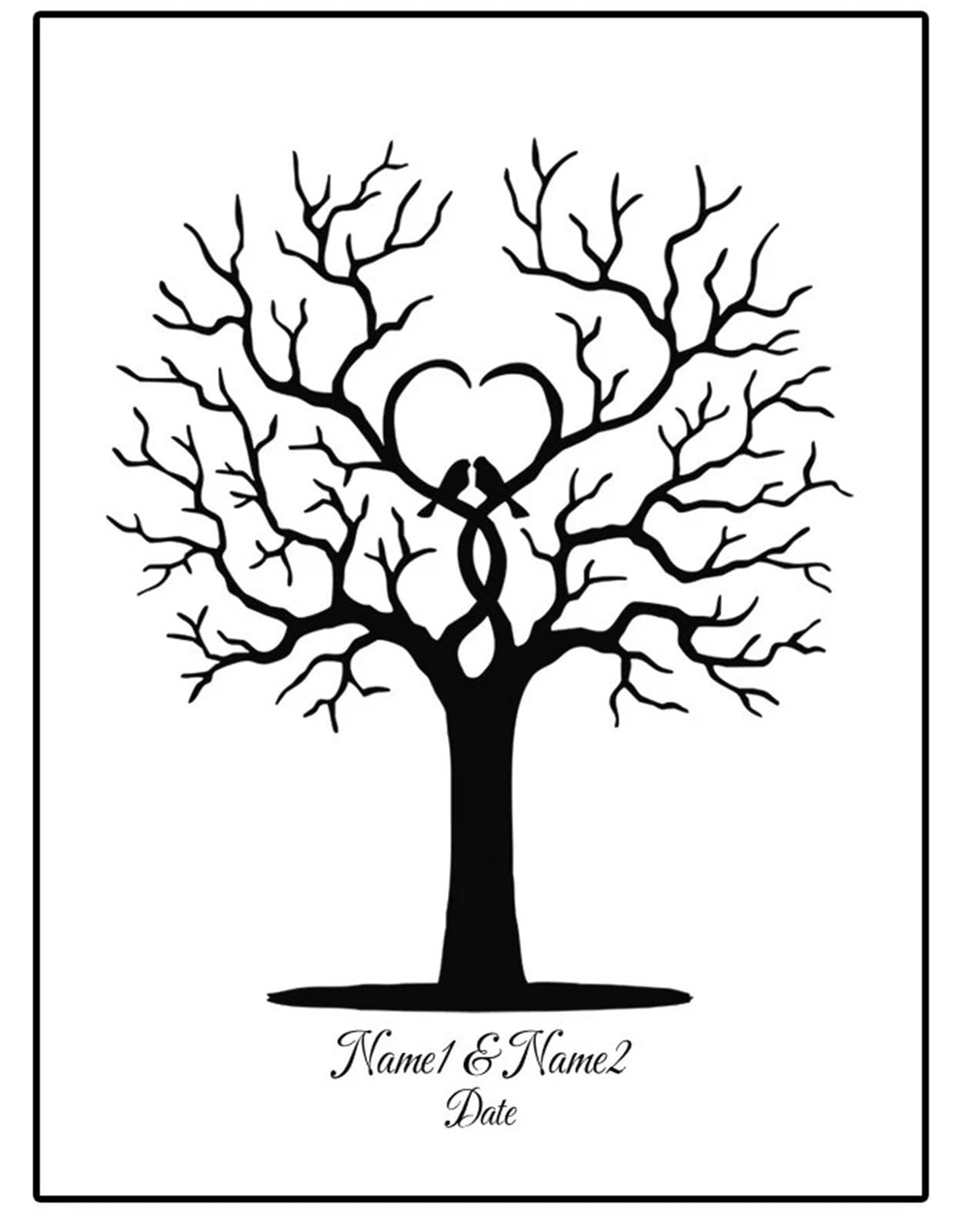 Hochzeits Fingerabdruck Baum Hochzeits-Fingerabdruck-Malerei, DIY-Anmeldebaum(Color 07,30x40cm)