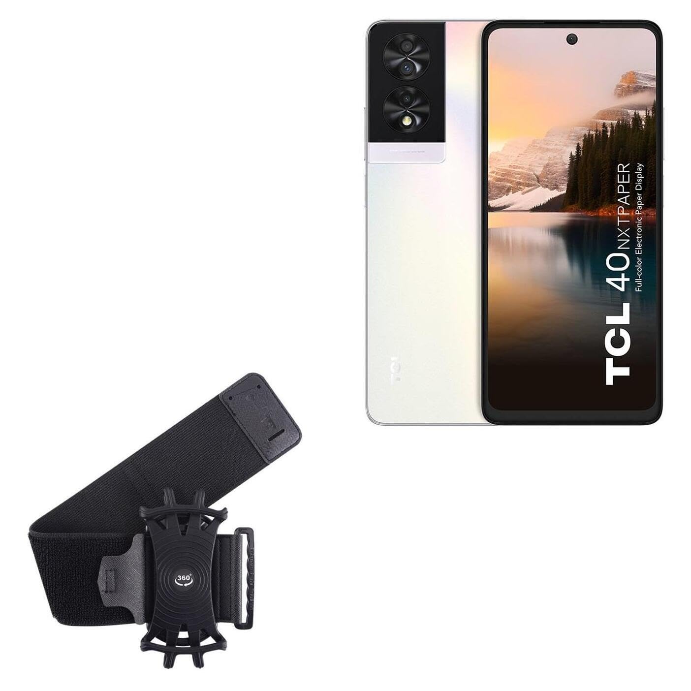 BoxWave Holster Compatible with TCL 40 NxtPaper - ActiveStretch Sport Armband, Adjustable Armband for Workout and Running - Jet Black