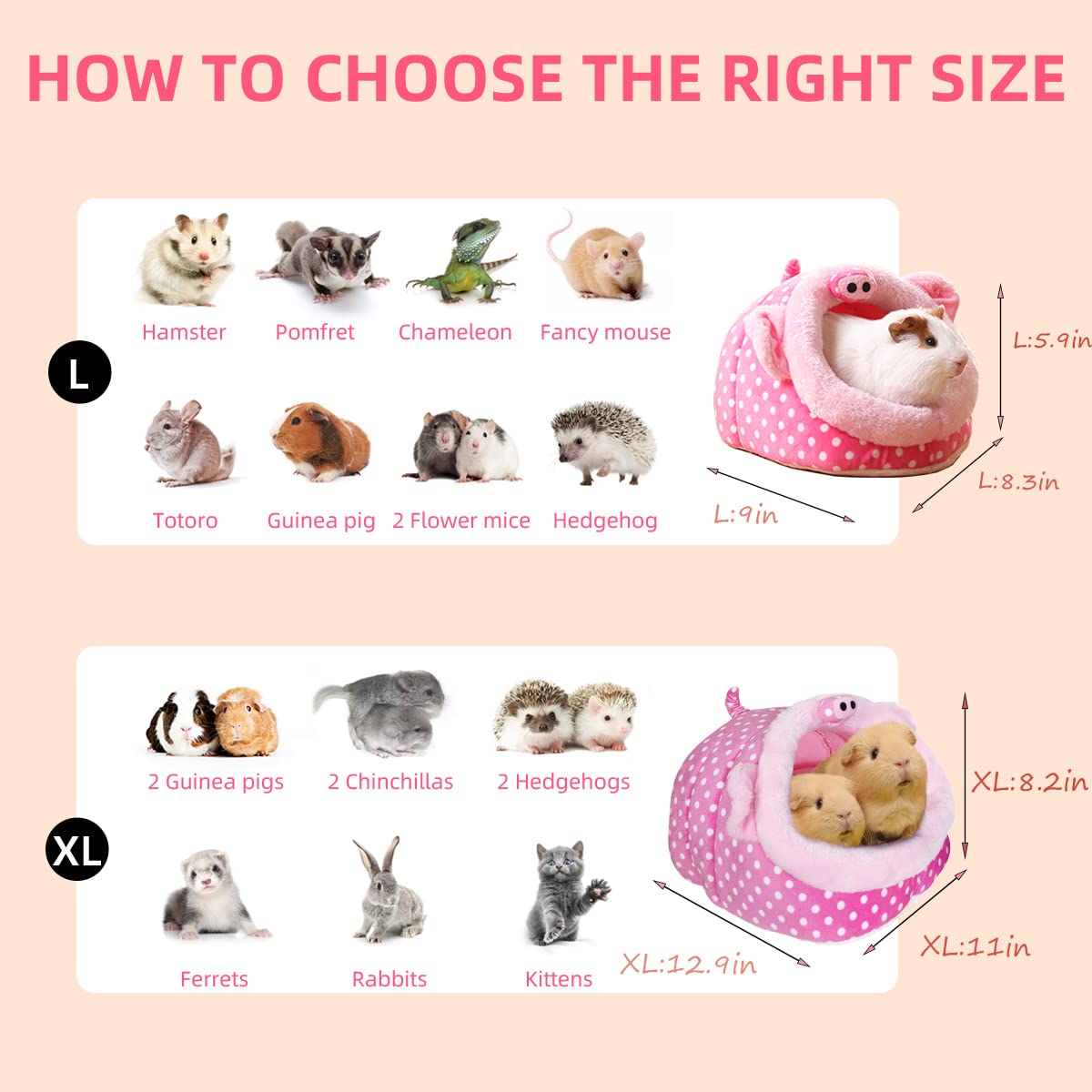 LEFTSTARER Jaula de conejillo de indias Cama de animales pequeños accesorios de casa, conejillo de indias juguetes casa nido hámster suministros hábitat huron rata
