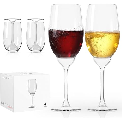 Plastic Wine Glasses Set of 4: 12oz Detachable Drinking Stemless Wine Glass - Reusa...