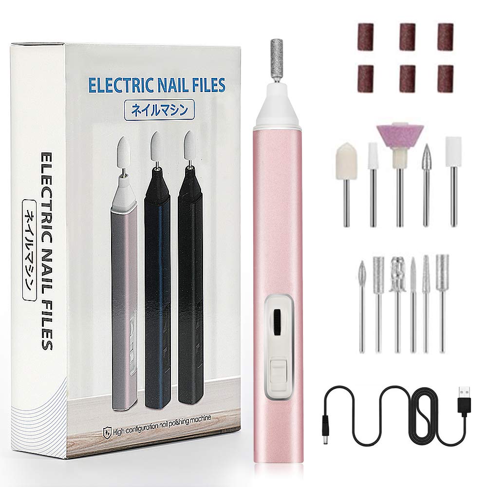 Nail Drill，Electric Nail File Drill Portable Pedicure Tools 20000rpm Nail Polish Machine Kit for Acrylics, Gels Nails (Black) (Pink)