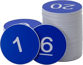 StayMax Round Plastic Numbered Discs Number Tags Engraved Numbered Tags Without Hole (0-50, Blue)