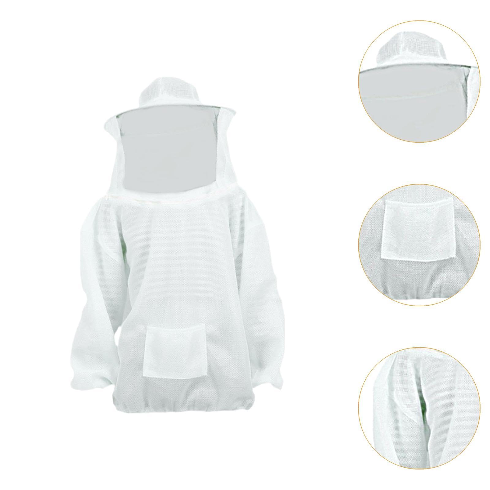 Tuta da Apicoltore Costume da Lavoro Giacca con Cappuccio Indumento Protettivo Integrato con Design Ventilato Adatta per Apicoltori Uomini, Bianco