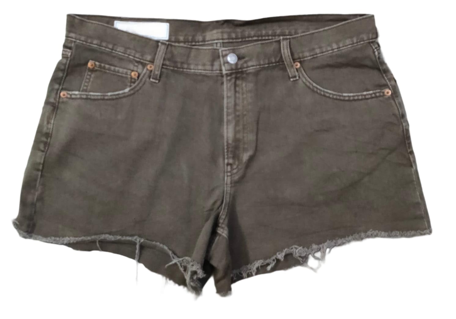 happening Plus Size Women Non Stretch Denim Hot Pants (Short Shorts) with Bottom Fringes - Length 14 inch - MID Rise - Faded Brown Color - Waist Size (3XL) 38 to (4XL) 40 inch-picture-23