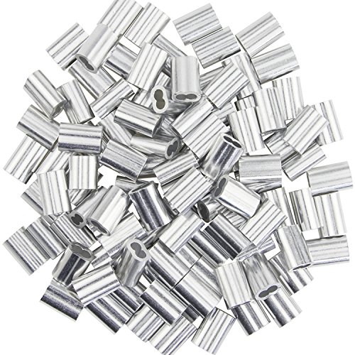 Aluminum Crimping Loop Sleeves Cable Crimp For 1/8 Inch Diameter Wire Rope And Cable (100 Pieces) #TOP11
