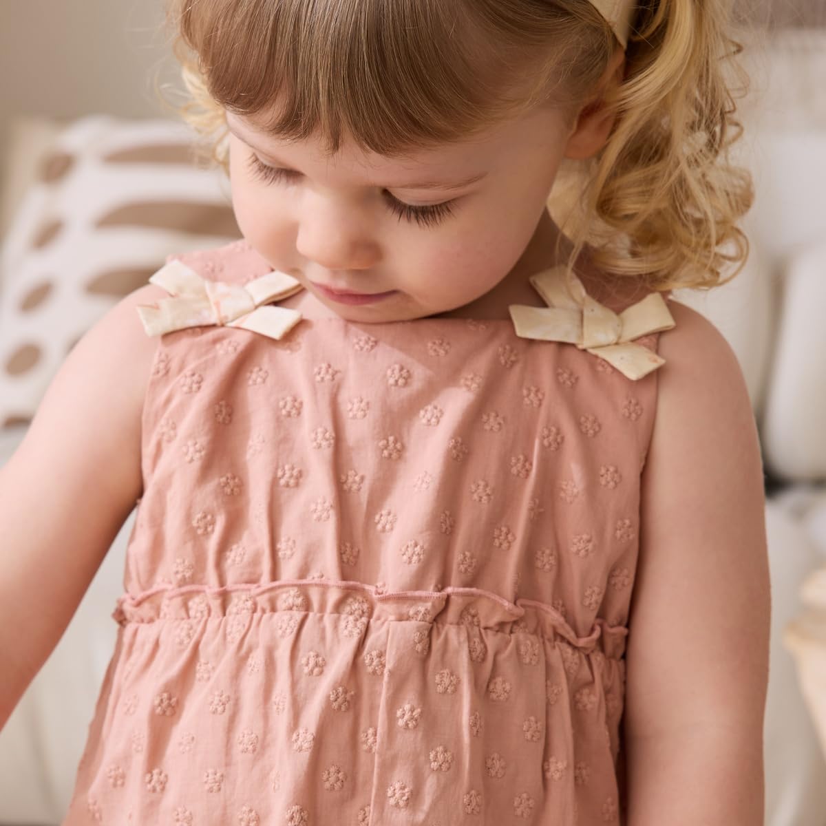 Petit Béguin - Barboteuse bébé en broderie anglaise + headband Poésie d'été