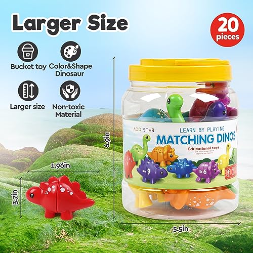Image of Montessori Matching Dinosaurs Toy, Color and Shapes Recognition, Snap and Pattern Match Game Preschool Learning Toys Homeschooling Class Activity Teaching Tool, Birthday Gift for Kids boys & Girls