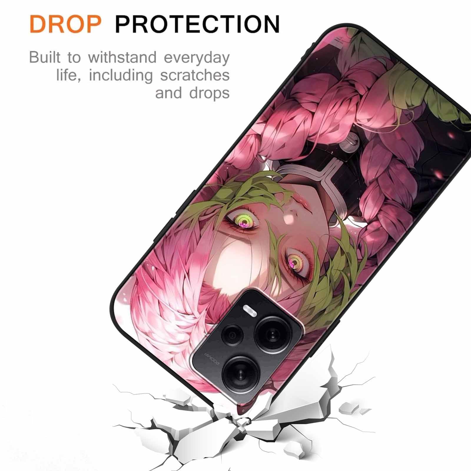 LunarDrift 2 Custodie Anime Per Xiaomi Redmi Note 12 Pro 5G - Design Demon Slayer Nezuko E Tanjiro - Cover TPU Antiurto - 3