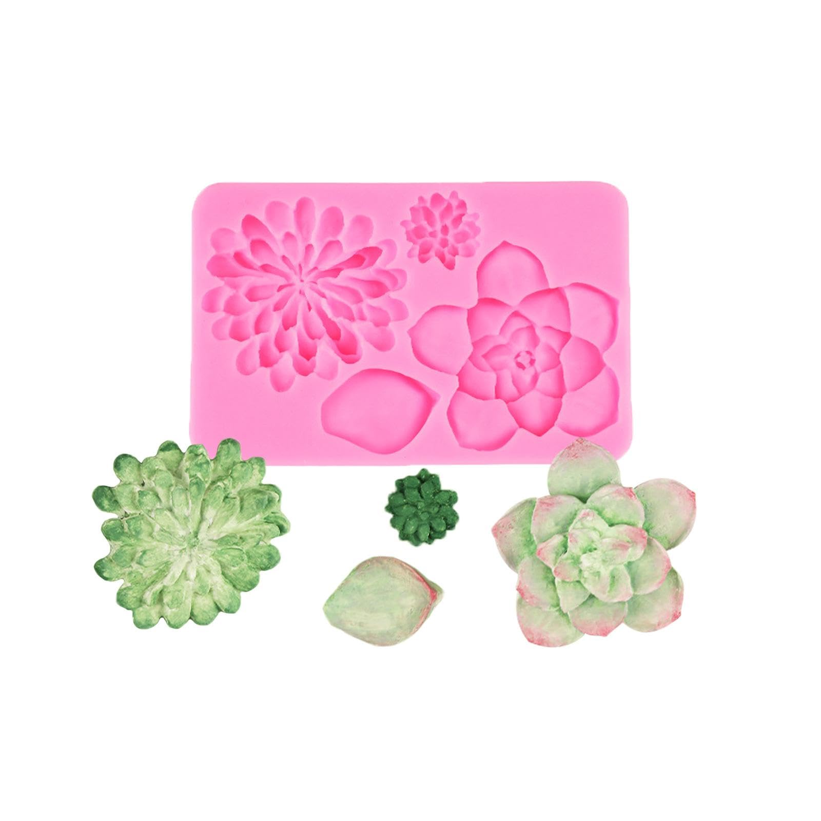 Moldes de silicona, moldes de chocolate, 12,5 x 8 x 1,5 cm, molde de silicona para cactus, hojas suculentas, fondant, herramientas de decoración de pasteles, cupcakes, arcilla, caramelo, chocolate