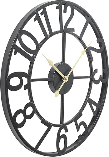 Miniatura 7 de SwallowLiving Reloj de pared grande de metal de 18 pulgadas para decoración de sala de estar, funciona con pilas, relojes de pared negros