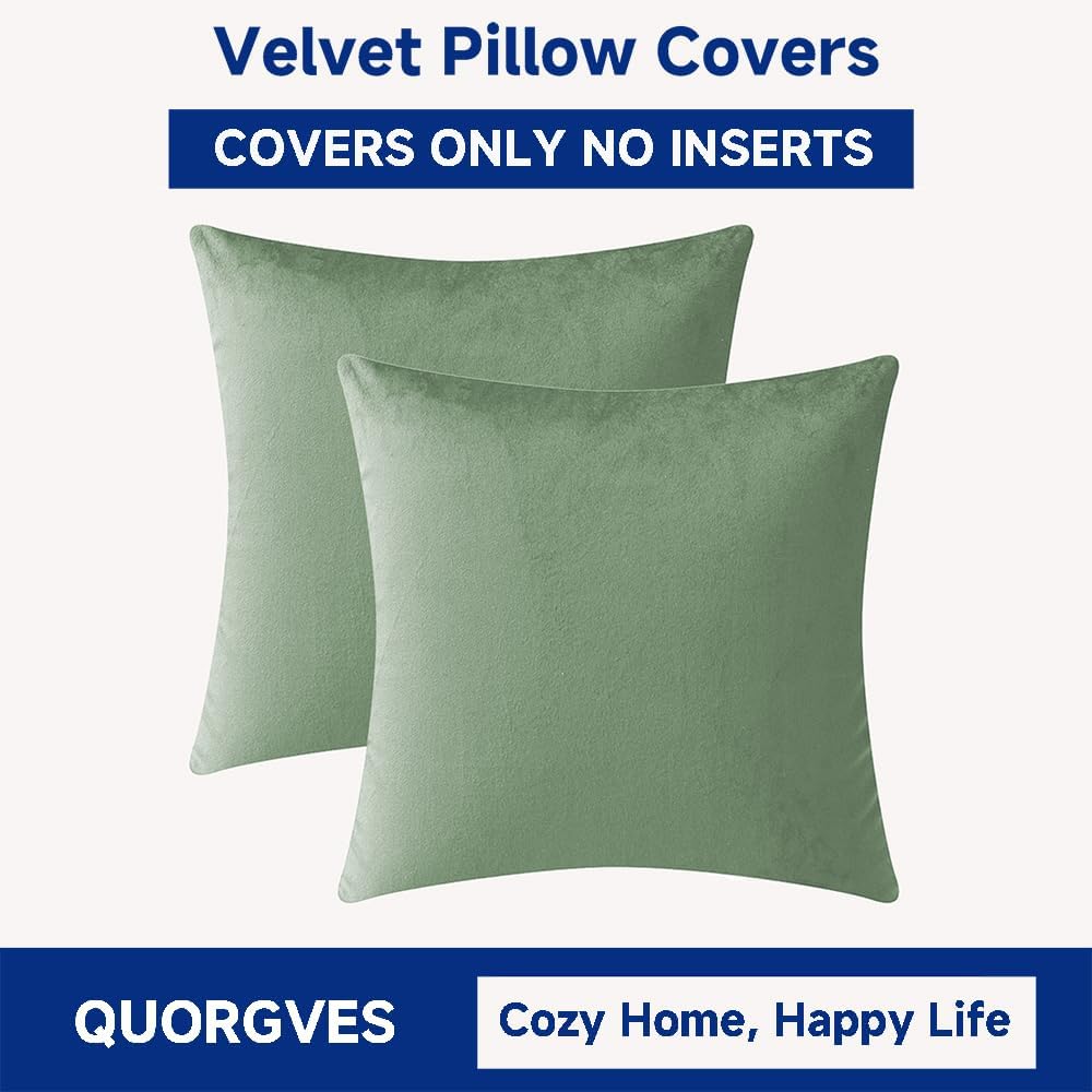 Sage Green Microfiber 16" x 16" Decorative Throw Pillow Covers