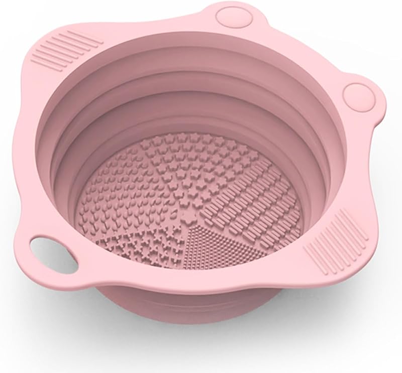 Limpador dobrável de silicone para pincéis de maquiagem YalsFTY, rosa