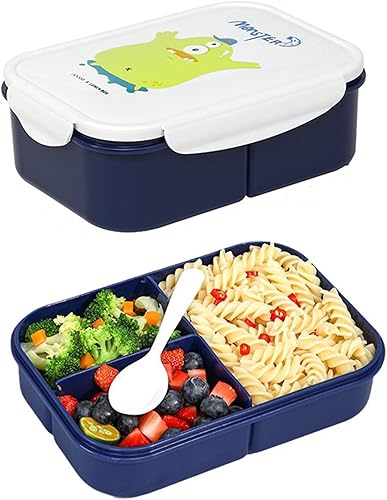 Lonchera Bento para adultos con 3 compartimentos, lonchera para niños, caja bento, ideal para lonchera a prueba de fugas, caja Bento sin BPA para