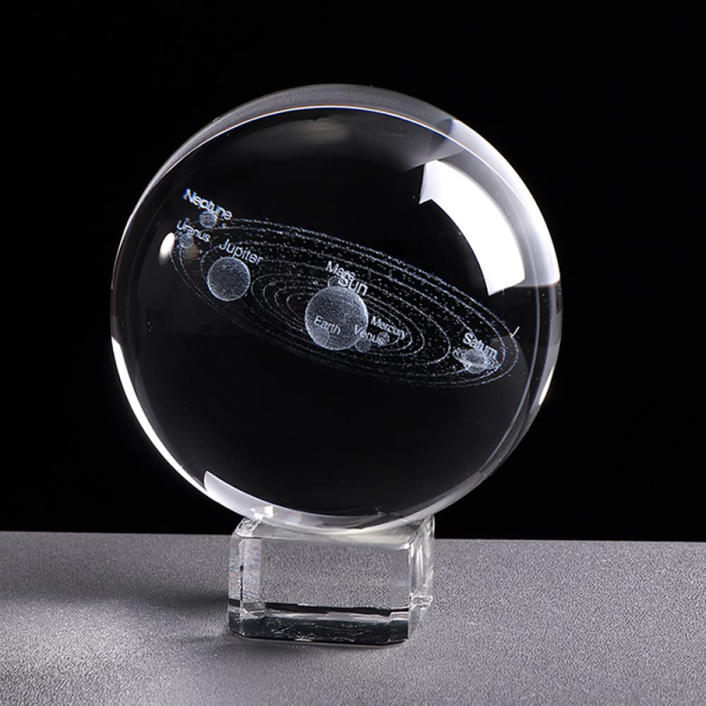 Układ słoneczny Ball 3D miniaturowe planety Model kula szklana kula kryształowa akcesoria do dekoracji biura domowego prezent, z kryształową podstawą