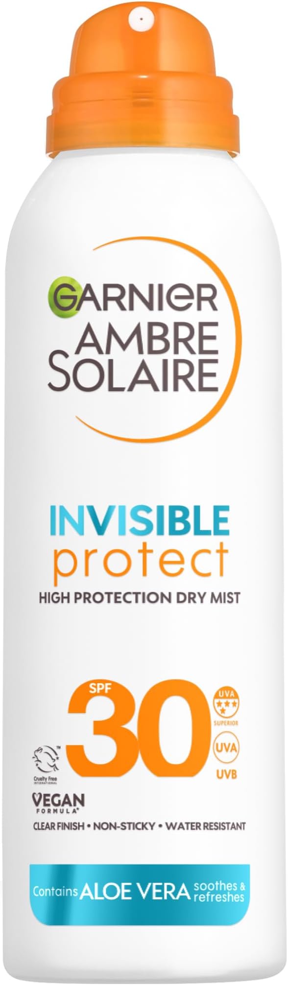 Ambre Solaire Face SPF Invisible Protect Dry Mist SPF 30, Fast Absorbing, High UVA & UVB Protection, Water Resistant, Invisible Finish, Non-Sticky 150ml