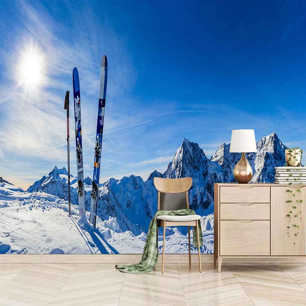 Art Mural Moderne : Papier Peint Toile Paysage De Montagne 3D au Design Trompe L'oeil Raffiné
