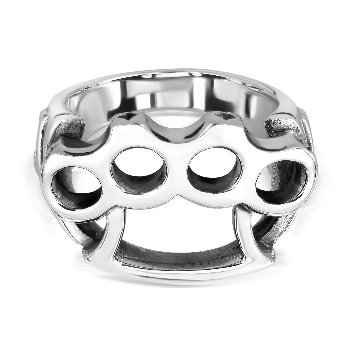 WithLoveSilver 925 Sterling Silver Fight Brass Knuckle Duster With Skull Head Ring
