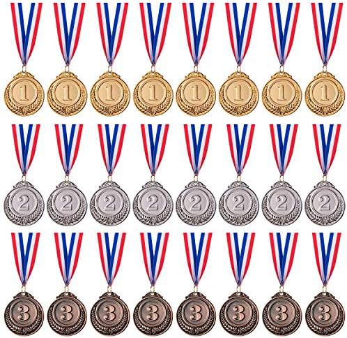 Favide 24 Pieces Gold Silver Bronze Award Medals-Winner Medals Gold Silver Bronze Prizes for Competitions, Party,Olympic Style, 2 Inches