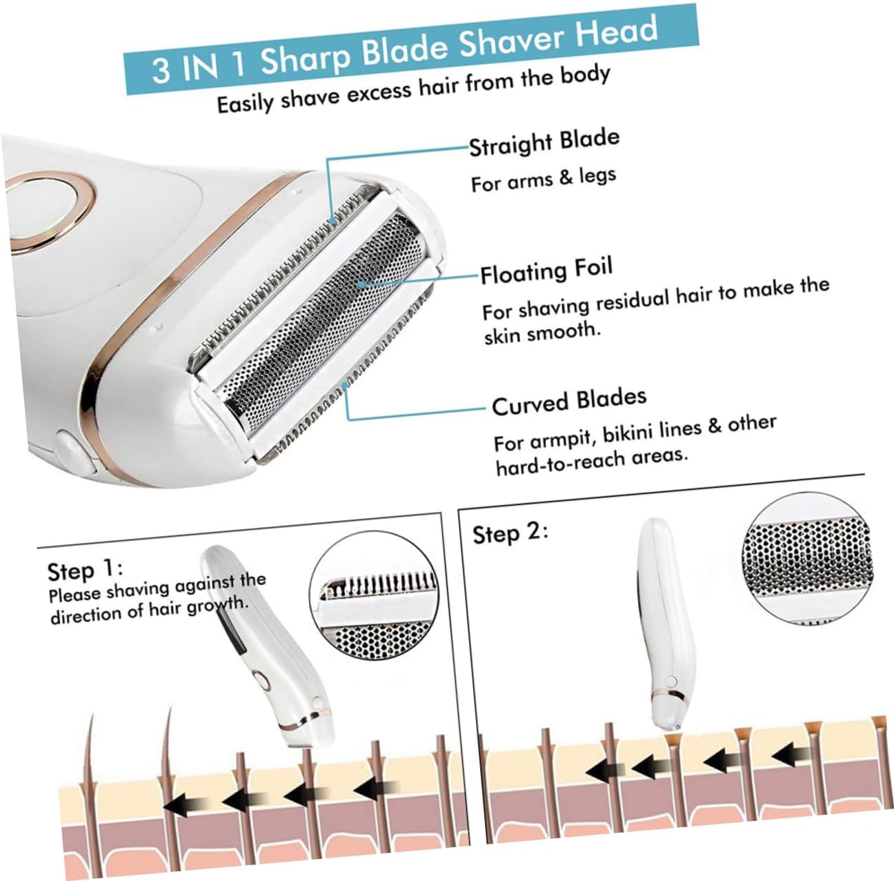 LIFKOME Rechargeable Wet and Dry Shaver Women's Hair Removal Machine Ladies Trimmer Water Washable