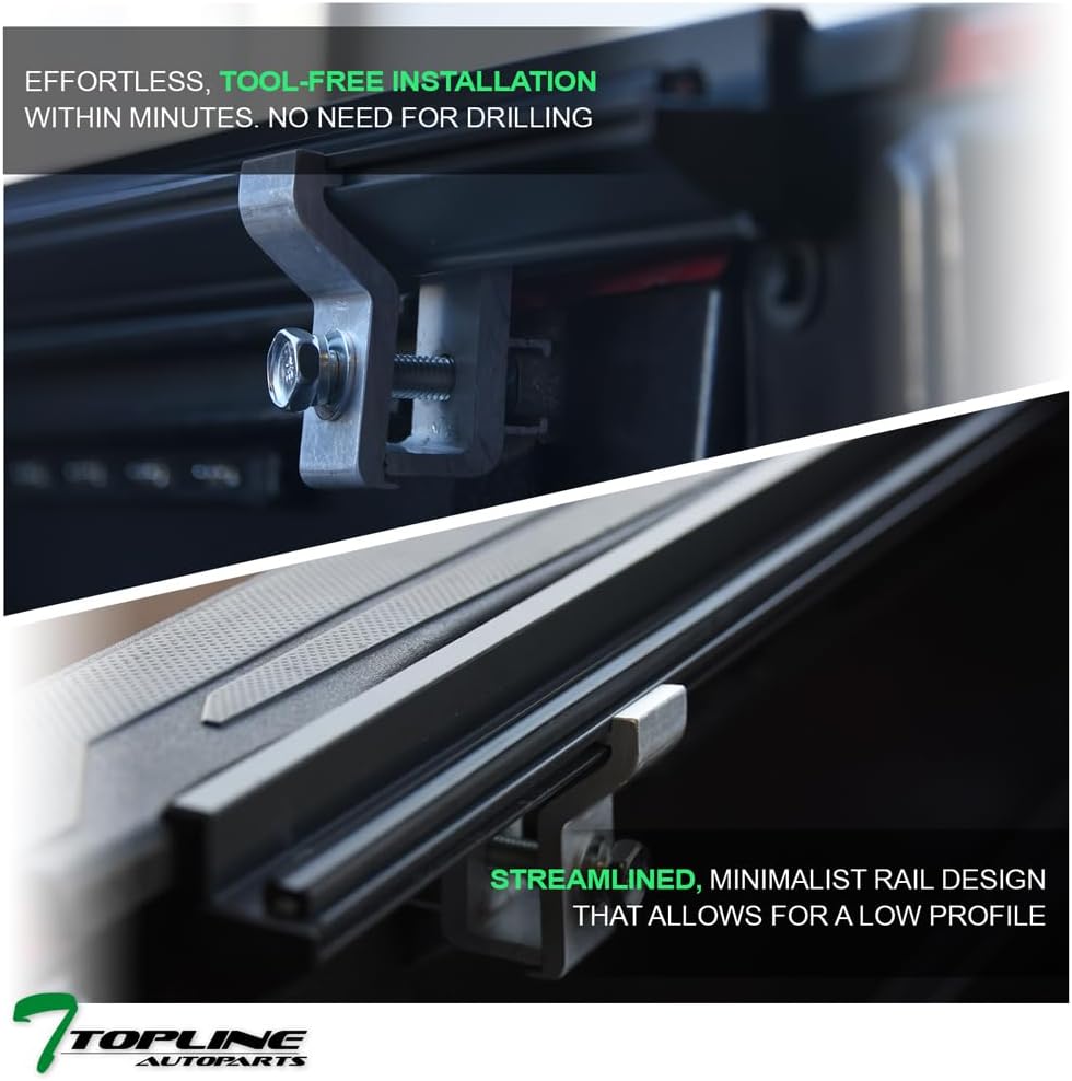 7422439666689 Compatible with 2024-2026 Toyota Tacoma 5 Feet (60.3") Short Bed Low Profile Hard Tri 3-Fold Aluminum Truck Bed Tonneau Cover with LED Lighting System