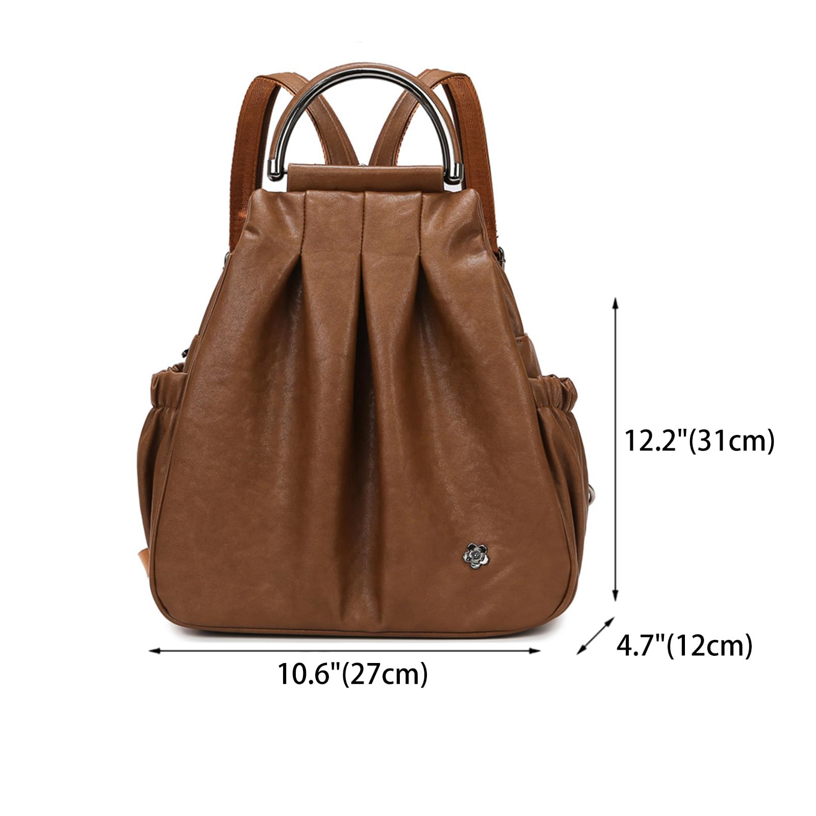 DEERWORD Mujer Bolsos Mochila Casual Bandolera Marca Mediano Antirrobo Italianos PU Cuero 82127 1 piezas Marrón