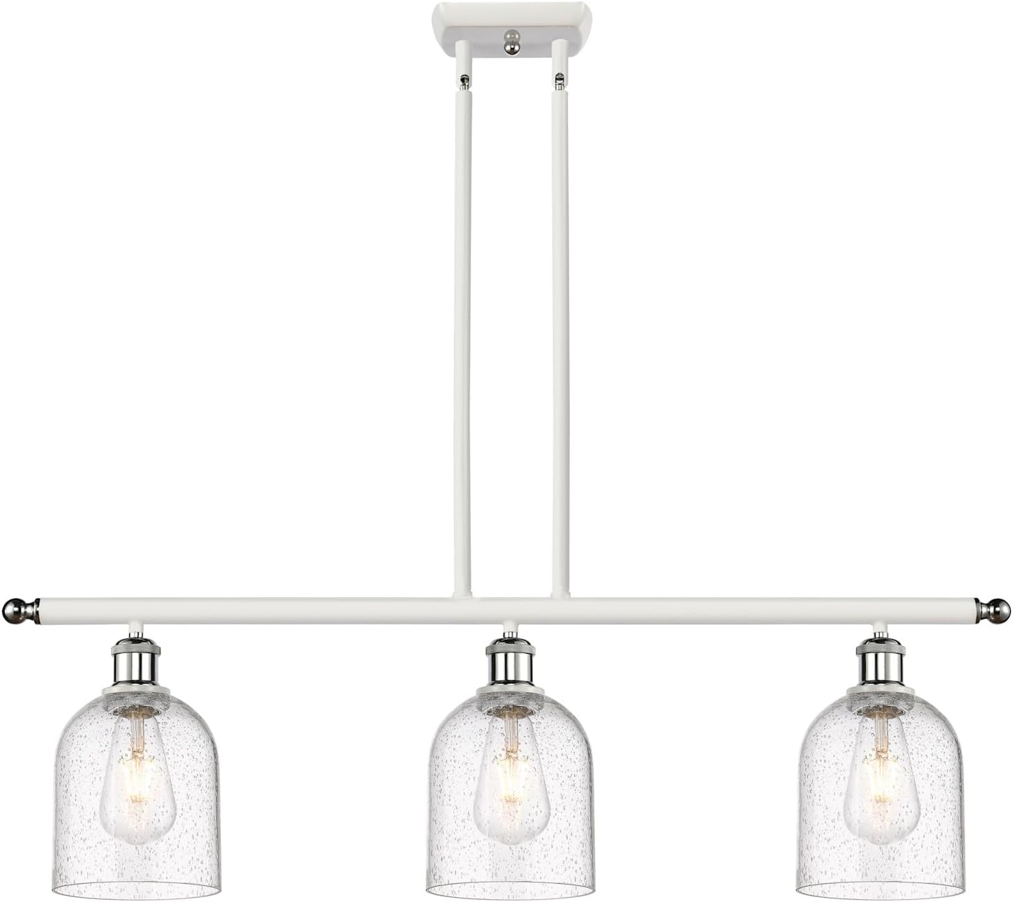 Innovations Lighting 516-3I-BAB-G558-6GWH Bella - 3 Light Stem Hung Island in Industrial Style-10 Inches Tall and 36 Inches Wide, Finish Color: Black Antique Brass, Glass Color: Gloss White