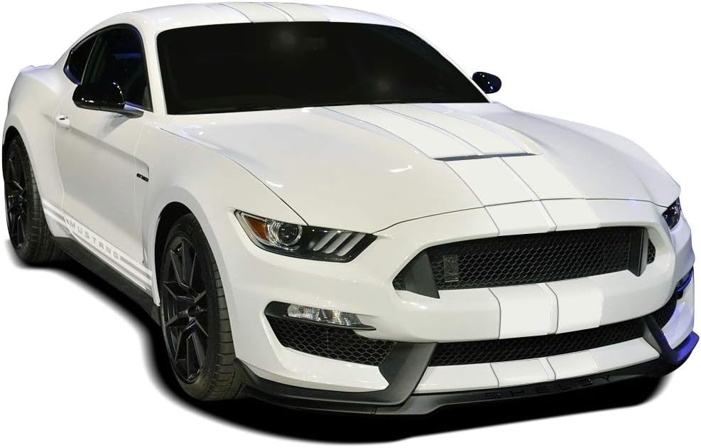 Side Door Rocker Stripes Hood Roof Trunk Front to Back Side Stripe Kit Vinyl Graphic Decal Stripes Sticker for 2015-2017 Ford Mustang (Gloss White)