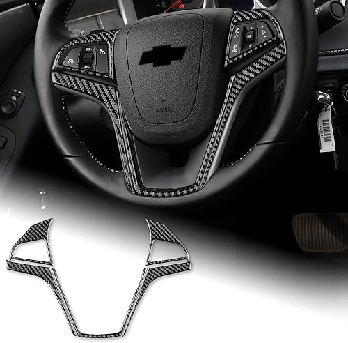 AIRSPEED Adhesivo de botón para volante de automóvil, de fibra de carbono, compatible con Chevrolet Camaro 2012-2015, accesorios (negro)