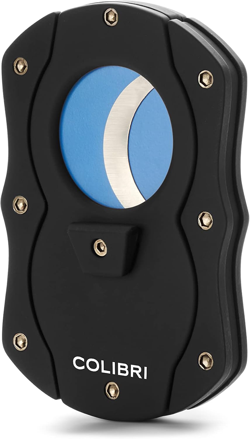 Colibri Premium Cut Cigar Cutter - Ergonomic Stainless Steel, Double Guillotine Style Spring-Loaded Straight Cut Blade, Ideal for up to 62+ Ring Gauge - Gift for Cigar Enthusiasts (Black & Orange)