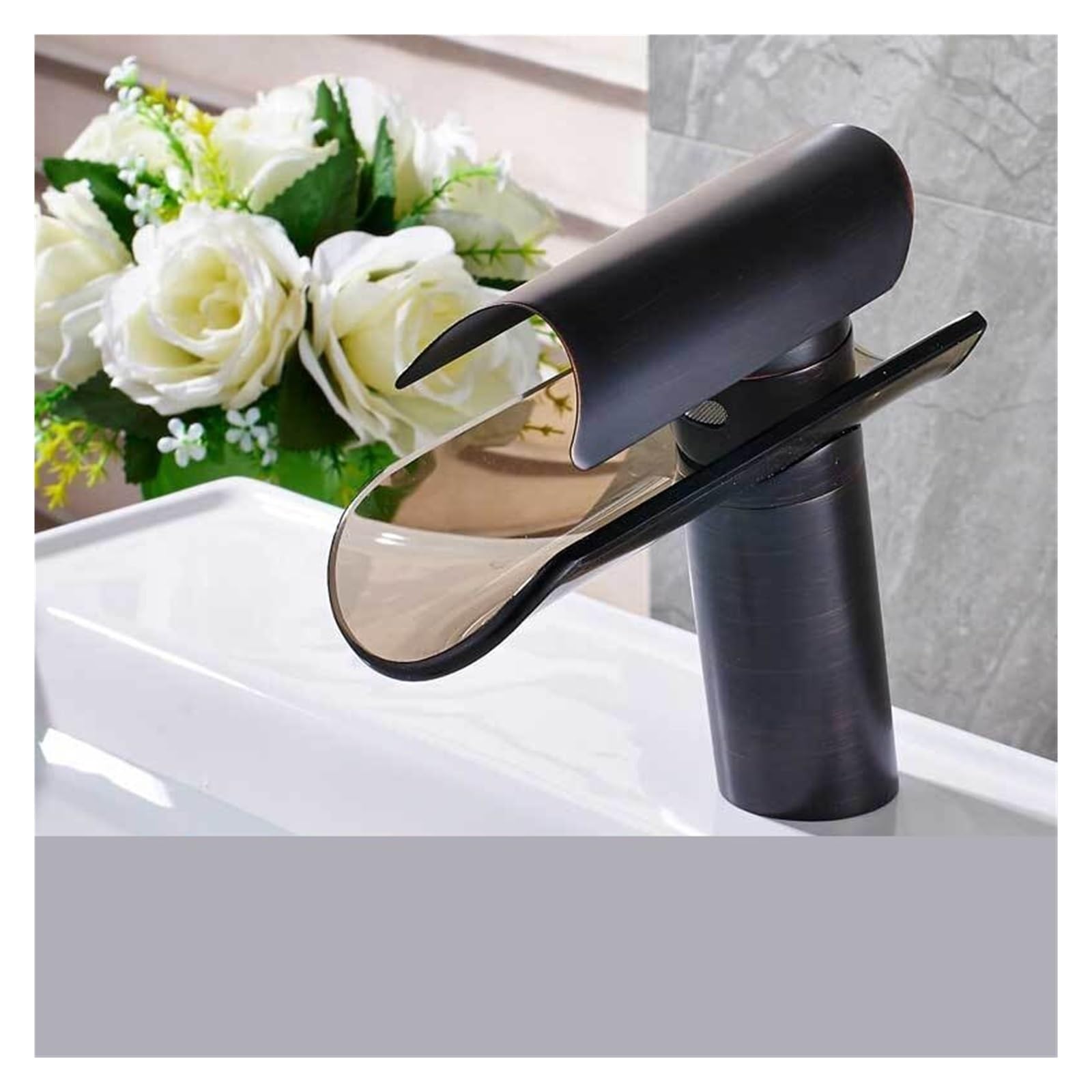 Robinet de lavabo mitigeur cascade noir bronze mitigeur de salle de bain un trou