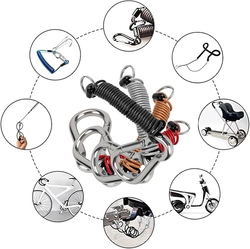 Miniatura 6 de AUCELI Cable de seguridad en espiral de acero inoxidable para remolque, cable de seguridad en espiral para remolque, cable de acero resistente,
