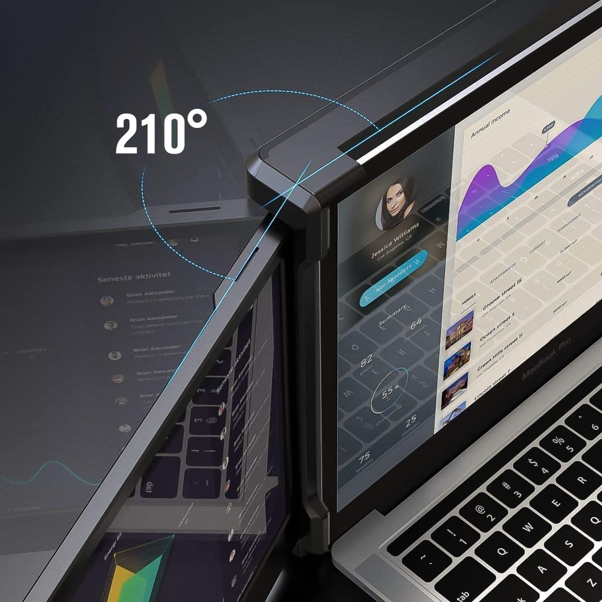 KEFEYA Portable Monitor for Laptop, P2 12” Full HD Dual Triple Monitor Laptop Screen Extender with IPS Display, HDMI/USB-A/Type-C Plug & Play for Cellphone, Windows, Chrome & Mac, Fits 13”-16” Laptops - Image 4