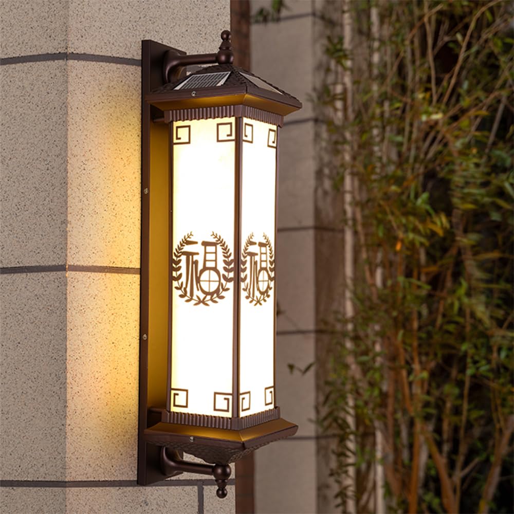 SMCCYYSD Contemporary Solar Outdoor Wall Lamp Simplicity Waterproof Balcony Hallway Courtyard Villa Gate Hotel (D H78CM Solar)