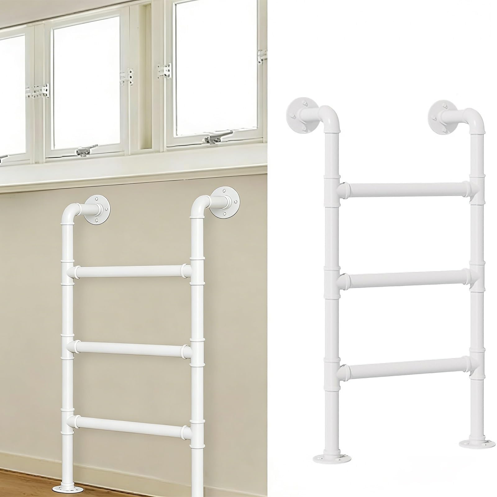 IEOWY Double Bunk Bed Ladder, Wrought Iron Industrial Pipe, Suitable for Exits, Attics, Lofts, RVs, Patios