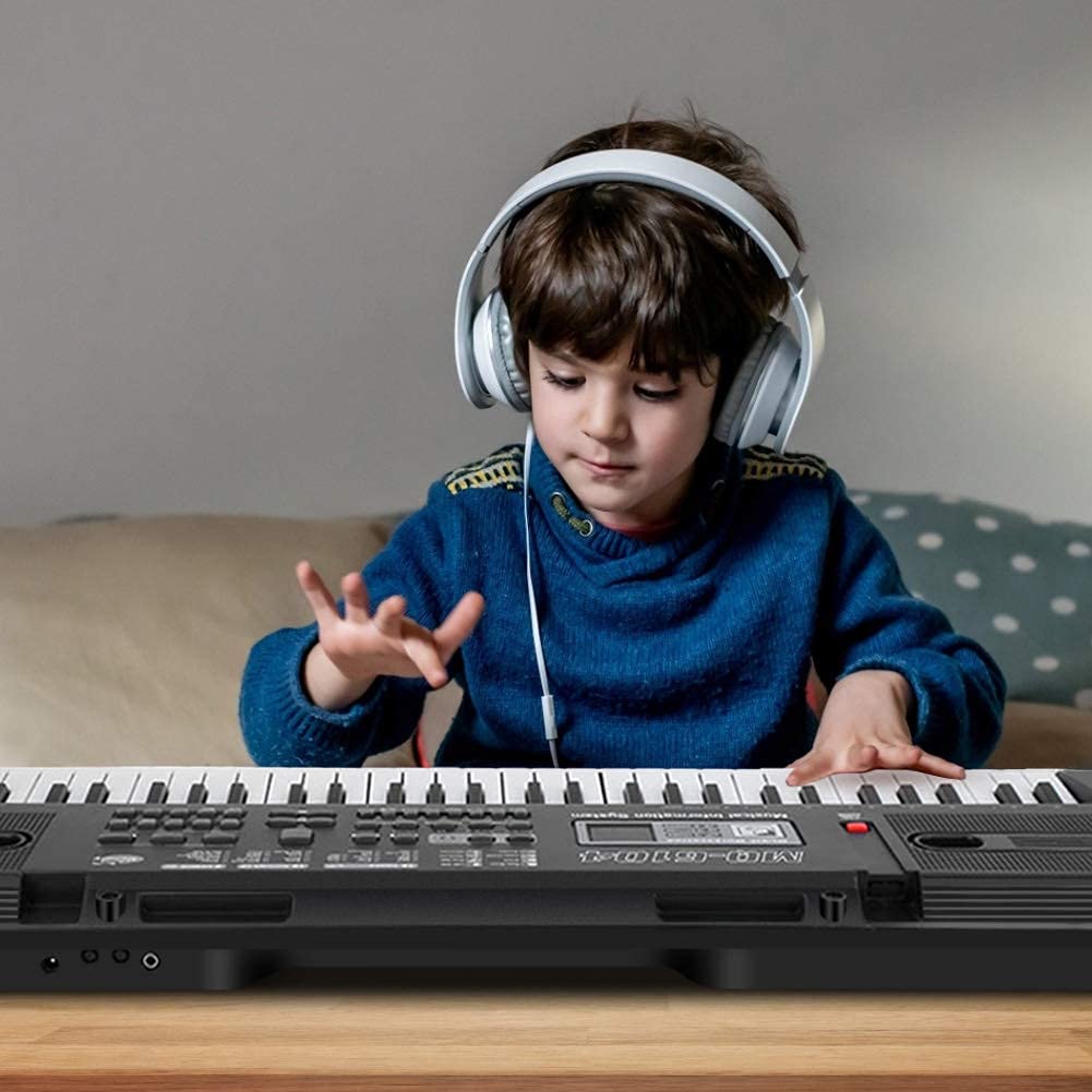 Clavier Piano 61 touches, Clavier Électronique Musique Clavier Portable Keyboard Piano pour Enfants Débutant avec Support & Microphone, Garçons et Filles