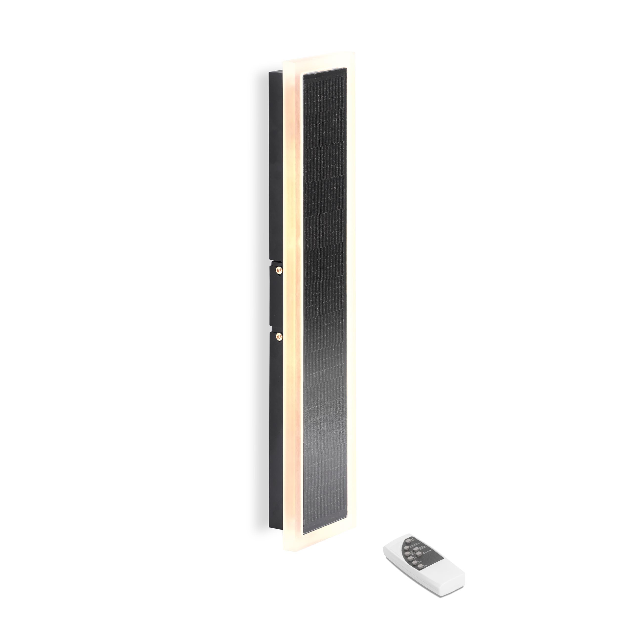 Esotec Solar Wandleuchte Außenwandleuchte SmartLight 50 Metall 102652 | Abm: 478×95×42mm, Metall, Fernbedienung, 3000/4000/6500K, Timer 3/5/8 Std, Akku wechselbar, Monokristallin 9,8Wp, 200lm, IP65