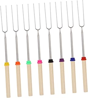 INOOMP Smores 8Pcs Garfo De Churrasco Garfo De Churrasco De Madeira Kebab Espeto De Assar Garfo De Aço Inoxidável Para Churrasco Garfos De Assar Garfos De Aço Para Churrasco Cabo De Aço