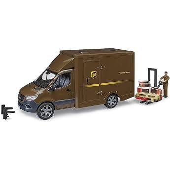 brother 02678 - Mercedes-Benz Sprinter UPS with Driver Hand Pallet Truck & Shipping Boxes - Shipping Logistics Transporter Par