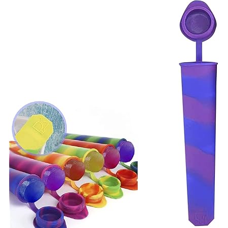 GLLBTPT 1 Pcs Popsicles Molds,Reusable Baby Silicone Popsicle Molds Multi Colors Ice Cream Mold Tray Ice Froze with Lids for DIY Popsicles,Yogurt Sticks,Jelly,Chilled Drinks(blue purple)