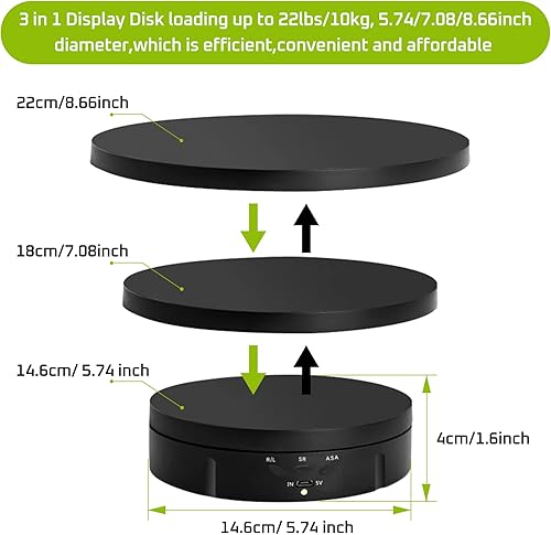 Miniatura 9 de JAYEGT Soporte de exhibición giratorio motorizado 3 en 1 con cubierta de repuesto de 5.747.088.66 pulgadas, carga máxima de 22 libras con control