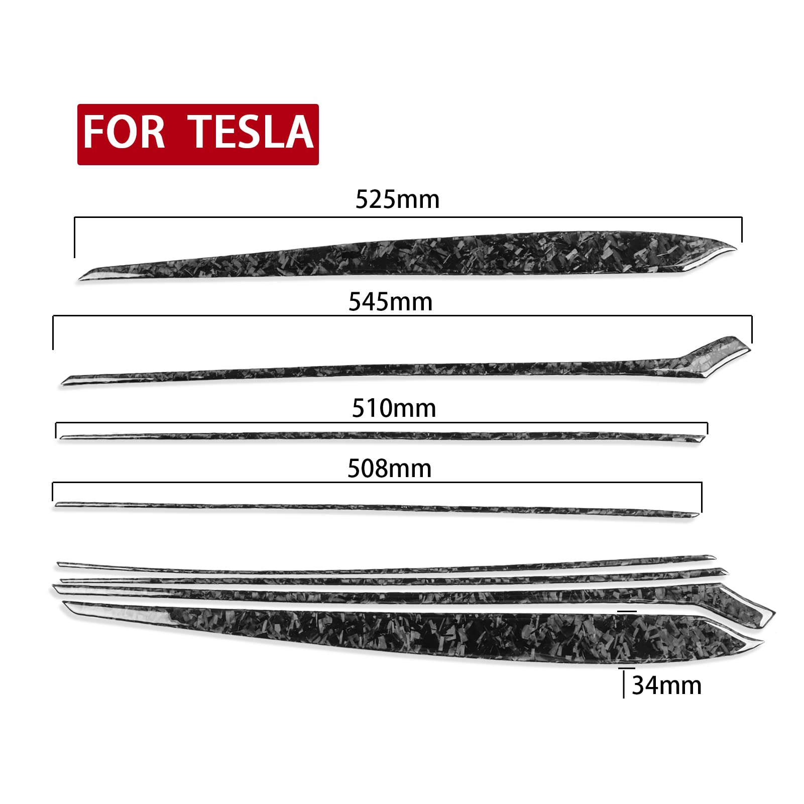 Kompatybilny z Tesla Model Y 2020+ Model 3 2017-2022 kuty panel wewnętrzny z włókna węglowego pasek dekoracyjny akcesoria do wnętrza samochodu naklejka (kolor: czarny)