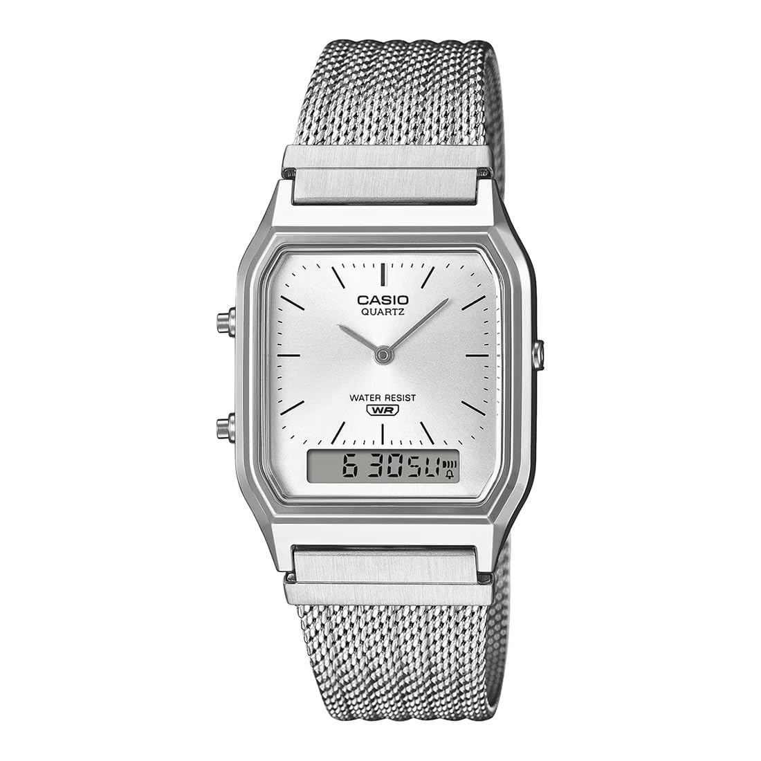 Vintage AQ-230EM-7ADF Analog-Digital White Watch Unisex (D418)-image-8