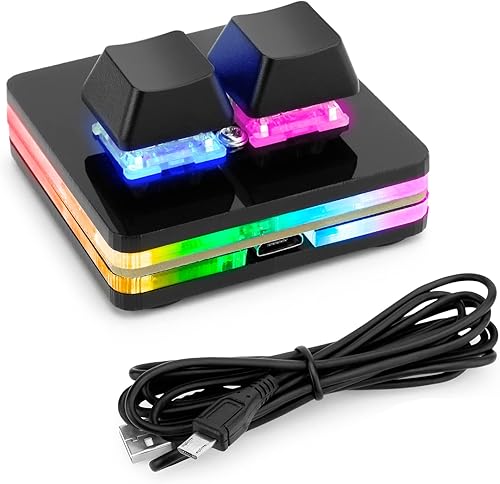 Ecarke Negro 2-Key OSU Hot Swap Game Keyboards USB Wired RGB Teclado mecánico, macro de programación autónoma con interruptores de software