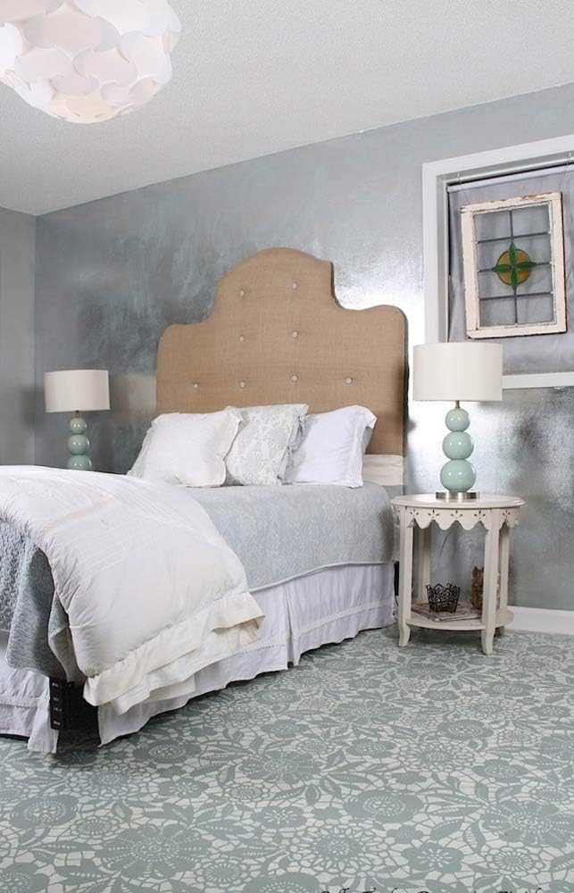 Romantic Wall Stencil - Floor Stencil for Painting Shabby Chic Pattern - Modern Farmhouse Lace Wallpaper - Vintage Flower Stencils - Custom Floor Design
