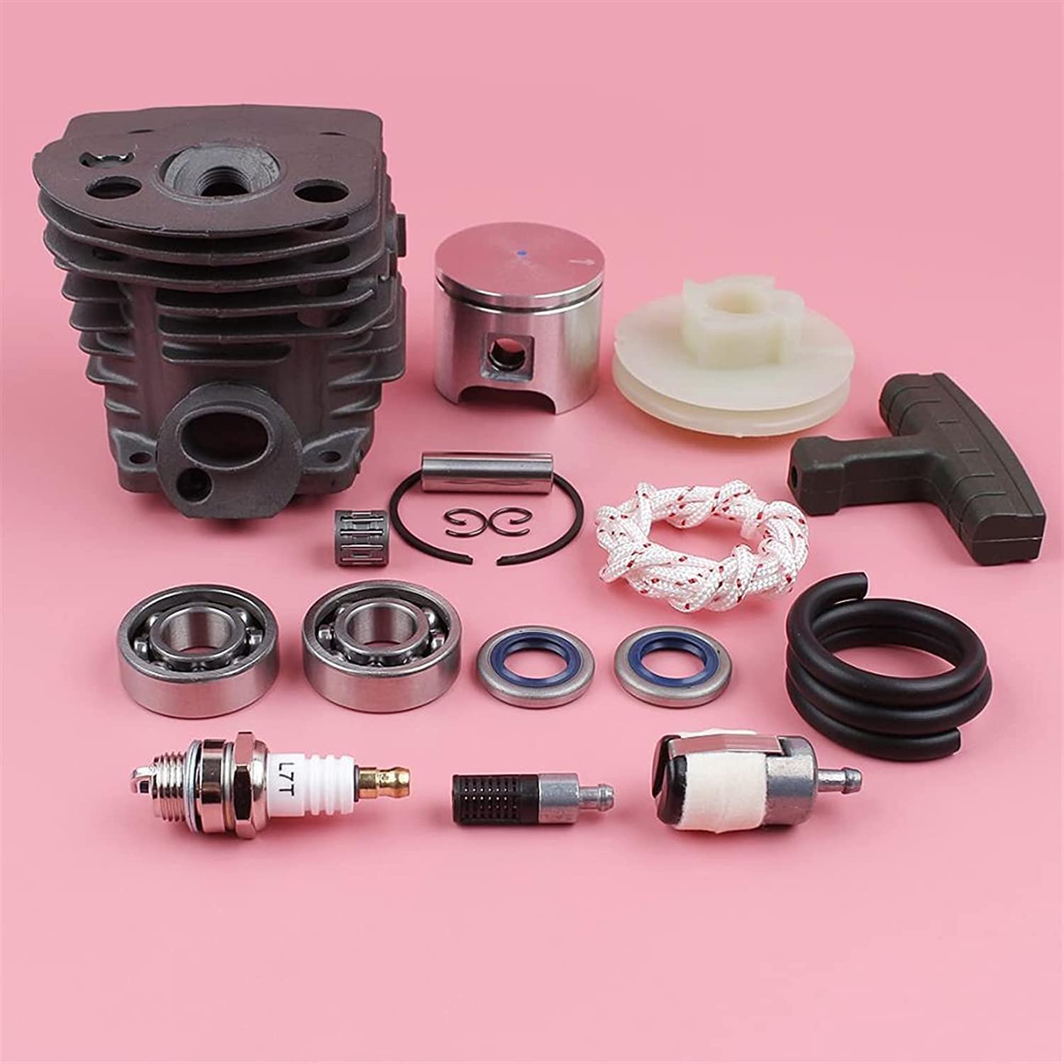 Kit de rodamiento de cigüeñal de pistón de cilindro de 46 mm para Husqvarna 50 51 55 motosierra rancher 503609171 503609104 W aceite sello de la polea de arranque