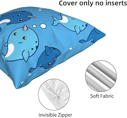 Miniatura 3 de Aimeryup Fundas de almohada decorativas de 18 x 18 pulgadas, diseño de ballena de unicornio azul marino, fundas de cojín decorativas para sala,