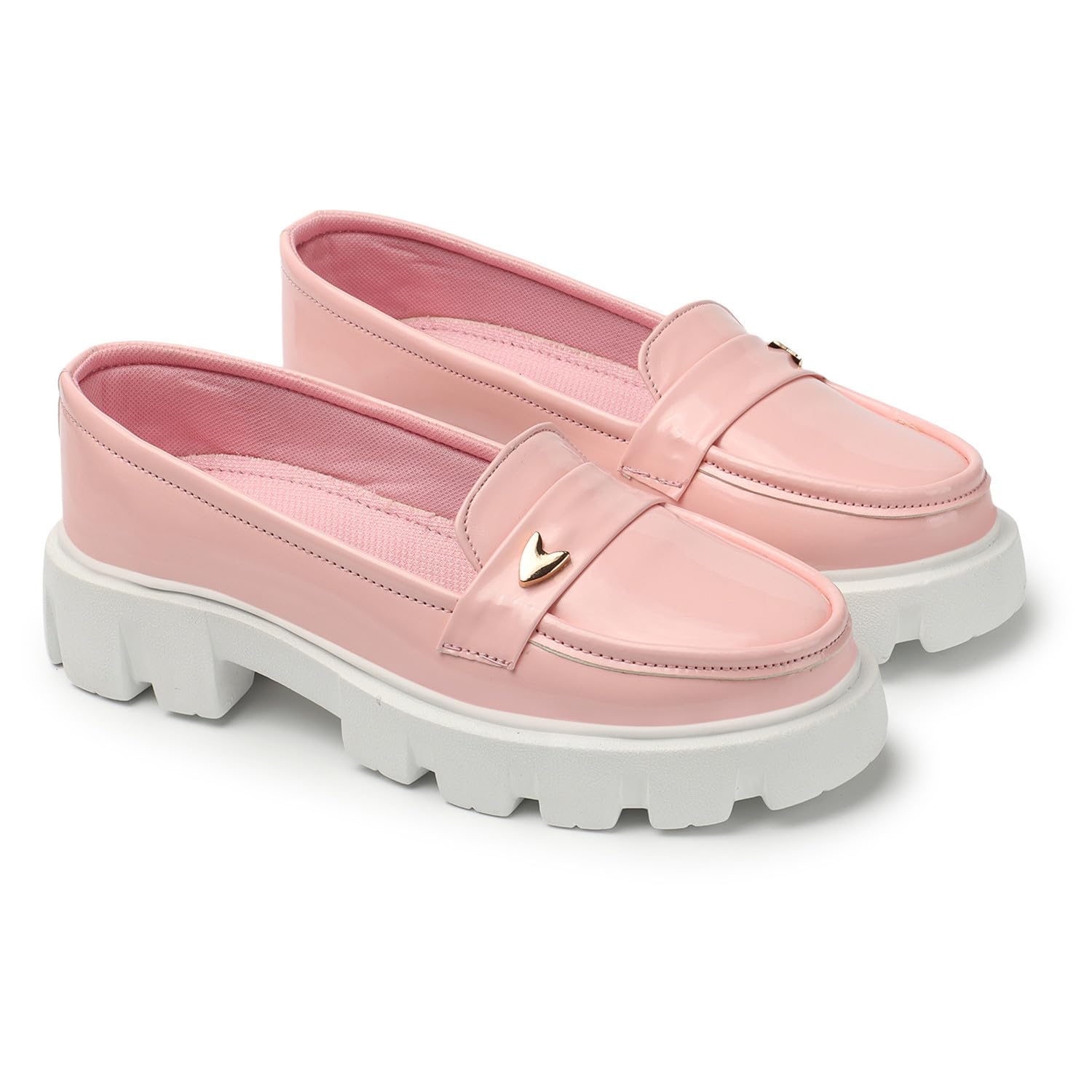 EVOLTAR Women Chunky Loafer Moccasins Casual Chunky Sole Glossy Finish Pull on Arrow Shoes for Women Pink Size 40 (B0CCYSBQGX) Amazon Price History, Amazon Price Tracker
